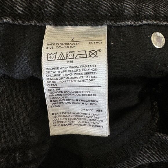 Old Navy SZ 2 Slouchy Straight Jeans Hi-Rise Button-Fly Distressed Black Wash - Picture 9 of 9